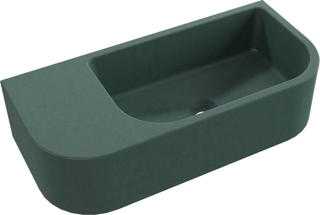Massi Umywalka betonowa wisząca / nablatowa półokrągła z półką bez otworu na baterię 65 x 30 cm LARMO | różne kolory : Kolor - Oliwkowy, Typ montażu - podwieszana