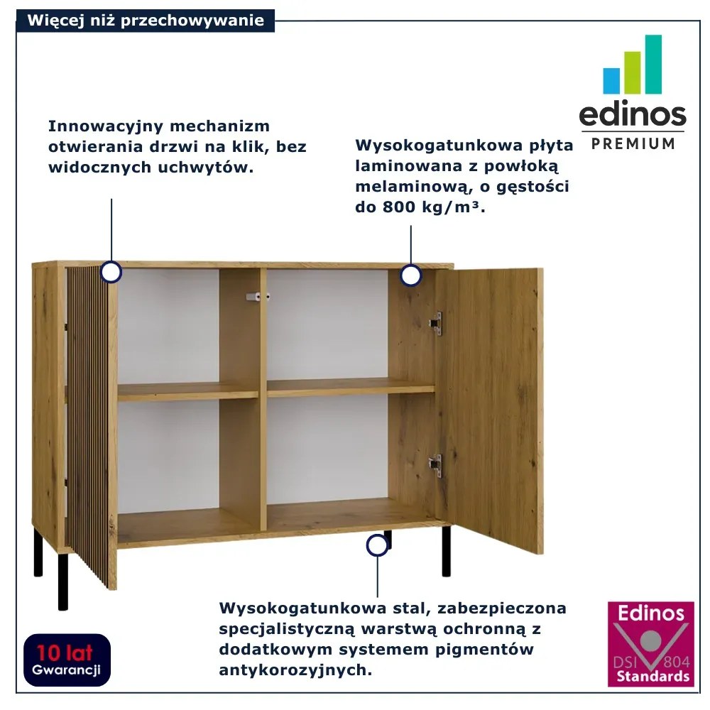 Komoda na nóżkach z ryflowaniem dąb artisan Z9-K48