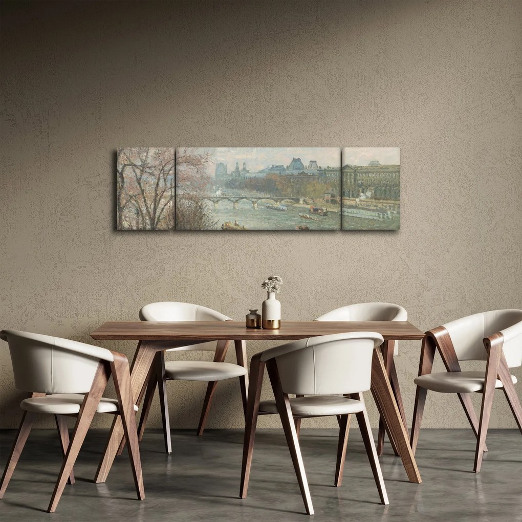 Obraz - Camille Pissarro, The Louvre, Afternoon, Rainy Weather, reprodukcje (170x50 cm)