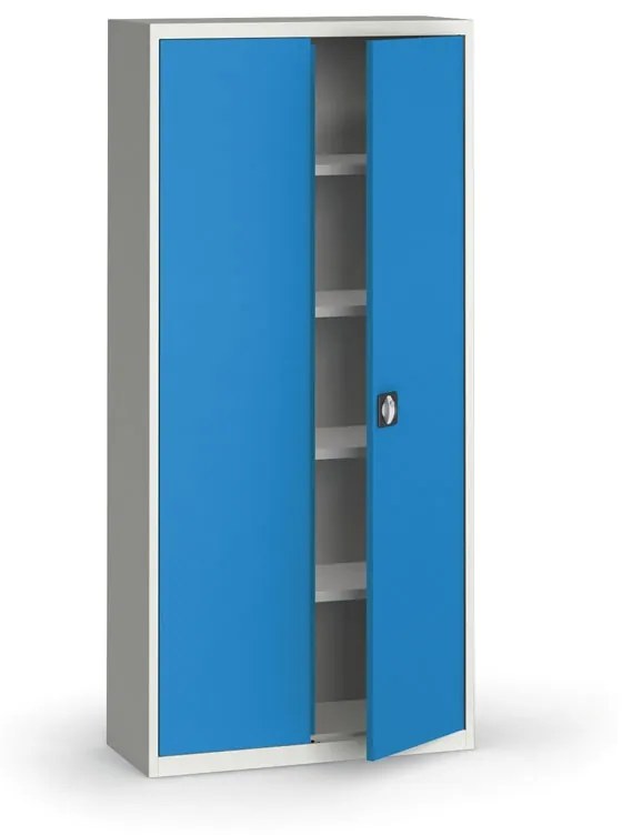 Szafa metalowa, 1950 x 950 x 400 mm, 4 półki, szara/niebieska