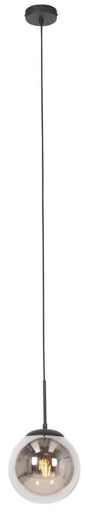 Lampa wisząca w stylu art deco czarna z przydymionym szkłem - FloreDesignerski Oswietlenie wewnetrzne