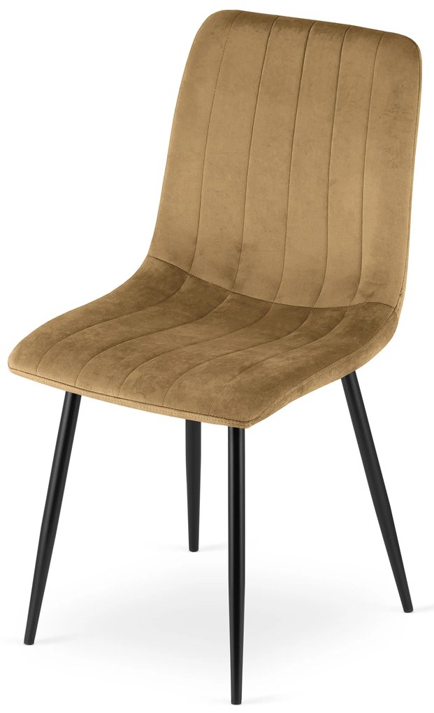 Brązowe aksamitne krzesło LAVA z czarnymi nogami