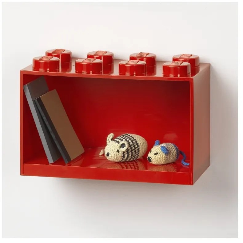 Dziecięca czerwona półka ścienna LEGO® Brick 8