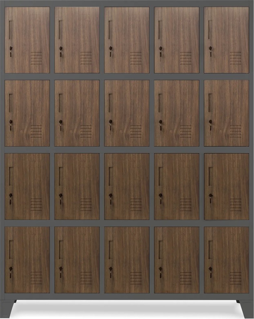 Szafa BHP 20-skrytkowa 136x45x172 cm Eco Design Robert antracyt/orzech