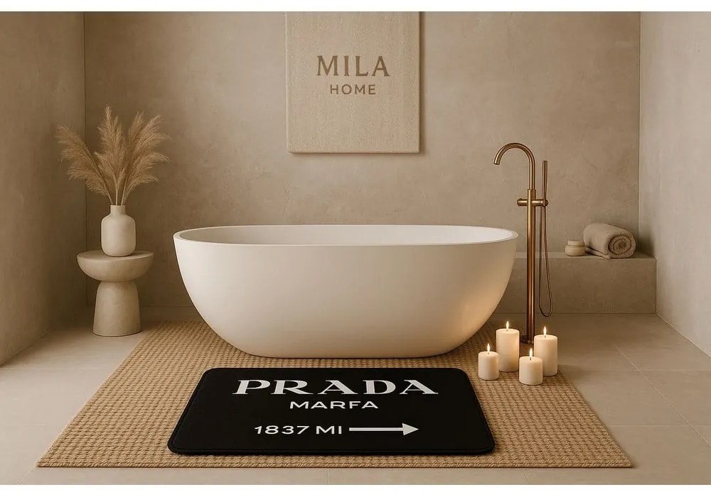 Czarne aksamitne dywaniki łazienkowe zestaw 2 szt. 60x100 cm Prada – Mila Home