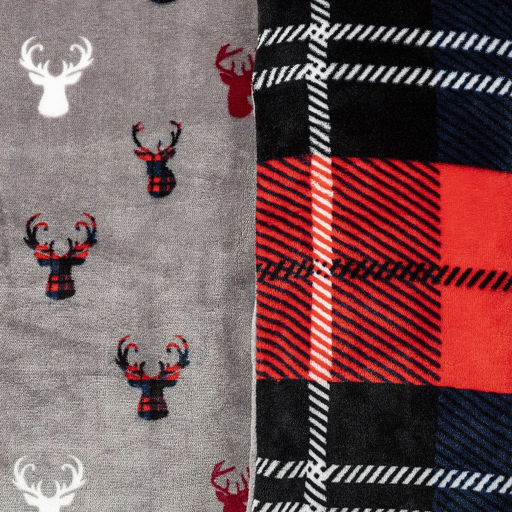 4Home Pościel mikroflanela Krata czerwony, 160 x 200 cm, 70 x 80 cm, 160 x 200 cm, 70 x 80 cm