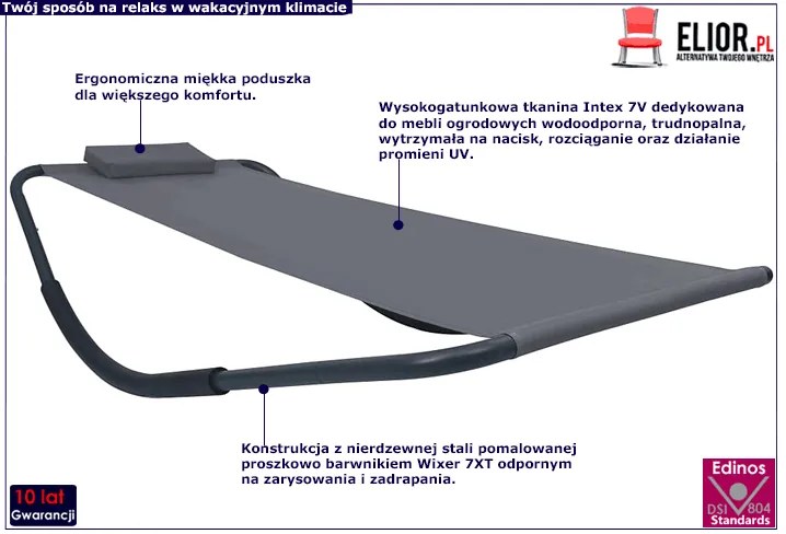 Szara pojedyncza leżanka ogrodowa - Wintex 5X