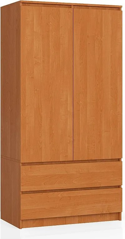 Szafa AKORD S90 Olcha 90 cm 2 drzwi 2 szuflady kolor Olcha mat 4 półki 90x51x180 cm