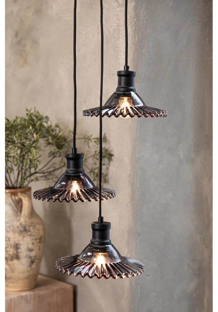 Czarna lampa wisząca ze szklanym kloszem ø 22 cm Novia – Markslöjd