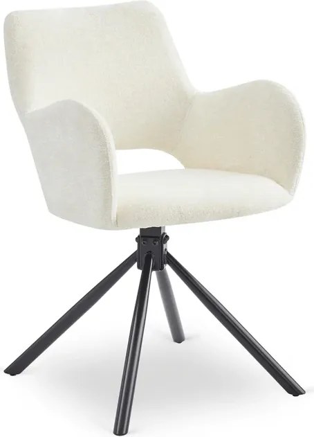 Zestaw Stół Rozkładany Ceramiczny REX 2 180-240 cm Biały Marmur/Orzech i 4 Krzesła FLAV Kremowe