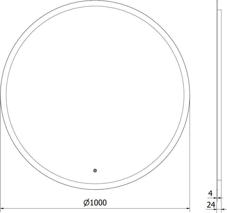 Mexen Oro lustro łazienkowe podświetlane, okragłe 100 cm, LED 6000K, antypara - 9824-100-100-611-00