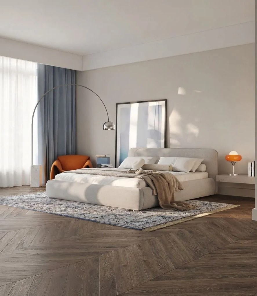 Łóżko Odette 160x200, tkanina WIND 05, stelaż metalowy