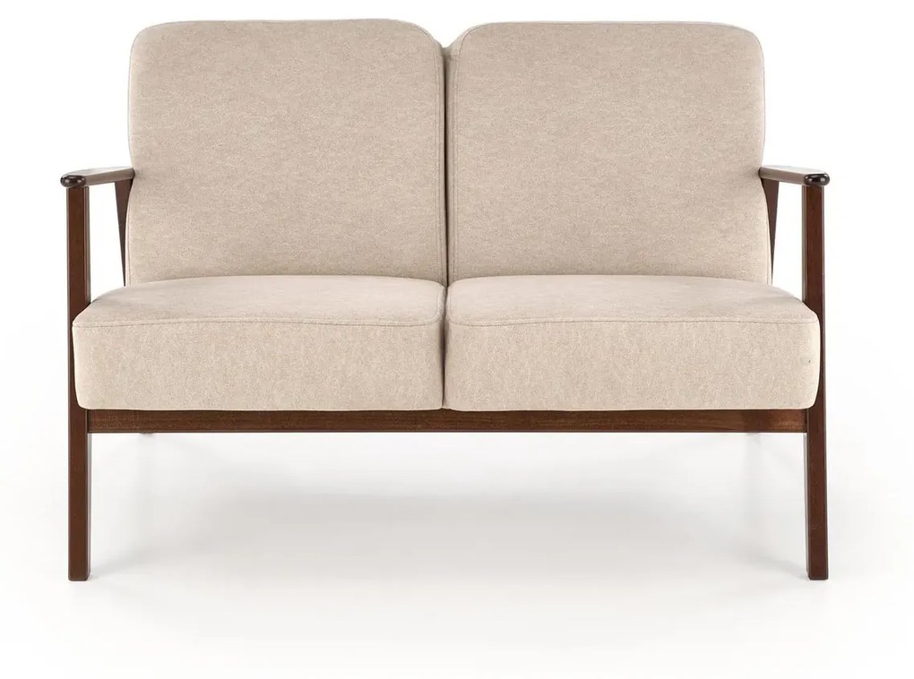 Sofa MILANO 2S beżowa/orzech dwuosobowa HALMAR