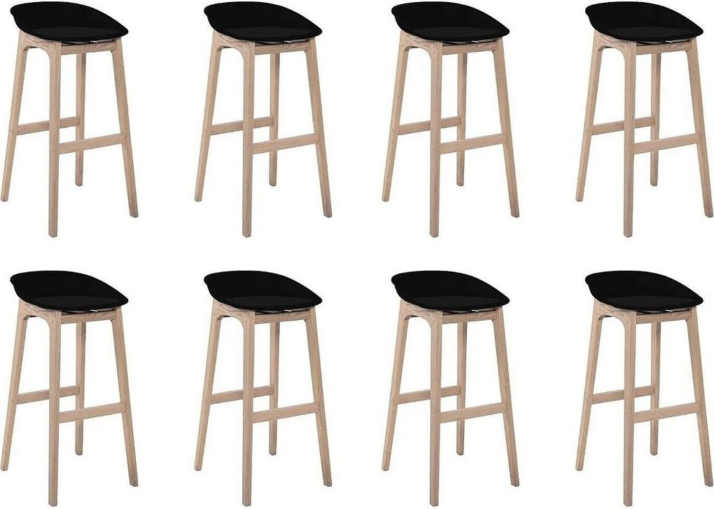 Zestaw 75 cm dębowych krzeseł barowych RIVA z siedziskiem plastikowym
