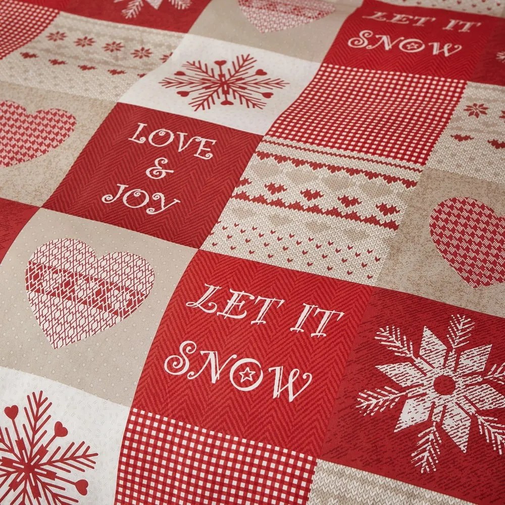 Czerwono-beżowa pościel dwuosobowa 230x220 cm Let it Snow – Catherine Lansfield