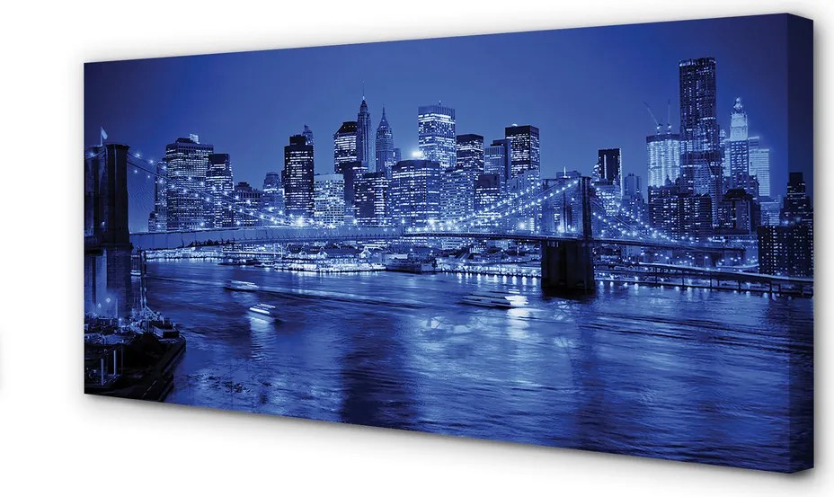Obraz drukowany na płótnie Miejskie Pejzaże: Rzeka, Most, Wieżowce