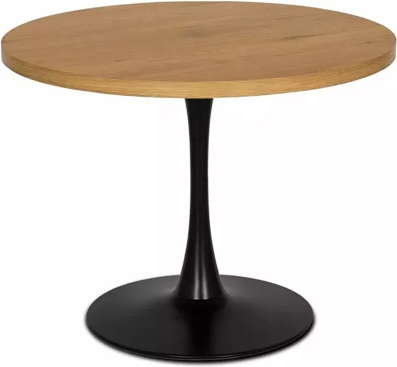 Elegancki stół Murray – nowoczesny okrągły stół o średnicy 100 cm na czarnej metalowej nodze z laminowanym blatem