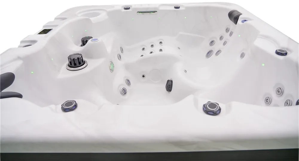 JACUZZI OGRODOWE PREMIUM WANNA SPA 5-OSOBOWA WHITE OBUDOWA BROWN LED 230x230 CM