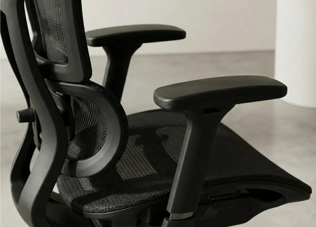 Fotel biurowy Ergo Omega czarny oferuje maksymalny komfort i nowoczesny design! Regulacja lędźwiowa, podłokietniki 4D, oddychająca siatka Mesh i chromowana podstawa. Idealny do pracy.