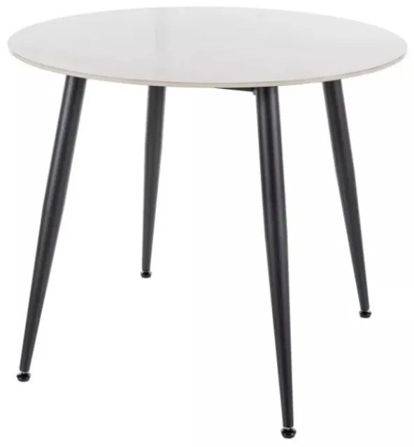 Okrągły stół jadalniany RION 90 cm z ceramicznym blatem, biały marmur