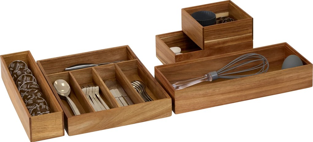 Kwadratowy drewniany organizer TIDY SMART, 15 x 15 x 7 cm