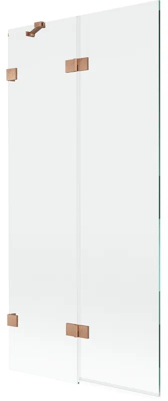 Mexen Lunar parawan nawannowy 2-skrzydłowy lewy 90 x 150 cm, transparent, miedź szczotkowana - 897-090-100-65-00-L