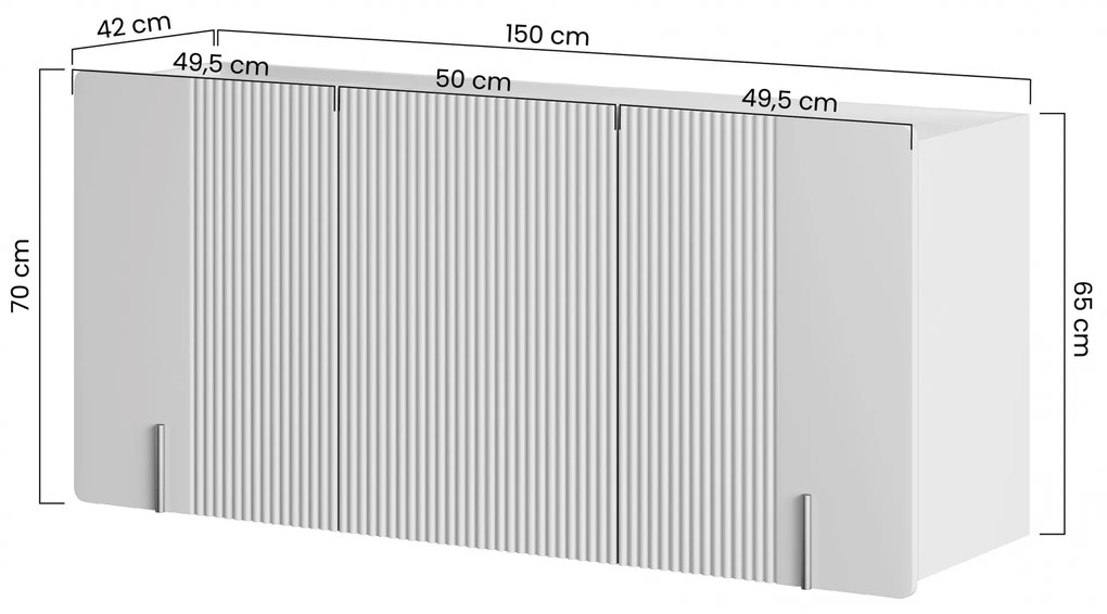 Komoda Malmi 150 cm wisząca - kaszmir / crema bianca / czarny