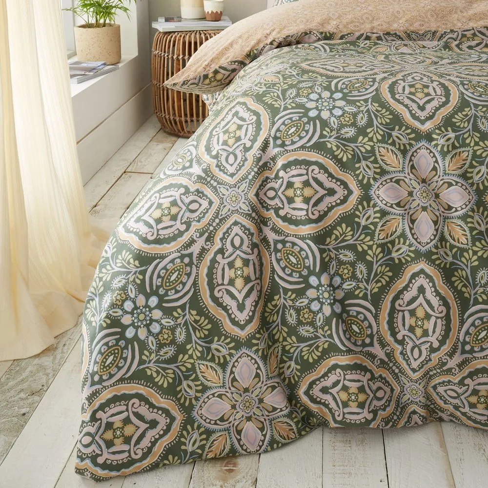 Zielono-beżowa pościel dwuosobowa 230x220 cm Alba Geo – Pineapple Elephant