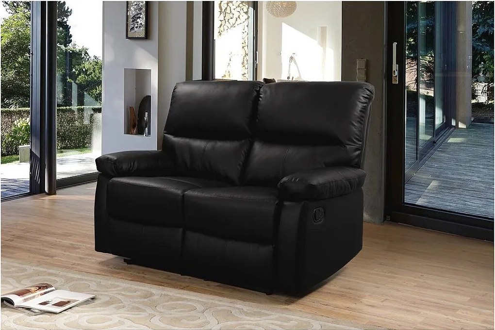 Sofa wypoczynkowa "Lincoln" - 147 x 89 x 103 cm - 2 miejsca - Czarna