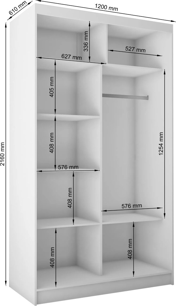Szafa Przesuwna FIORELLA 120 cm z Lustrem Szafa Dwudrzwiowa Biała
