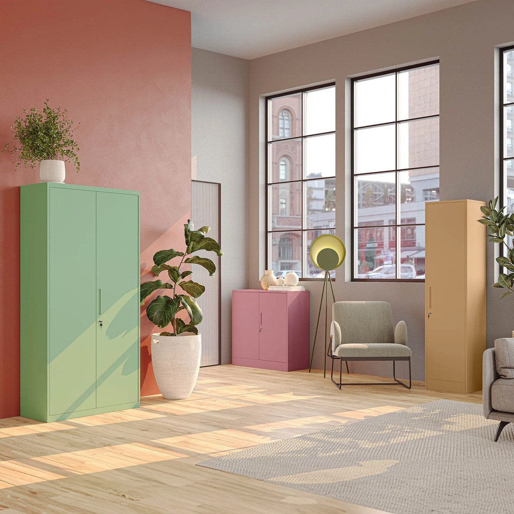 Szafka biurowa na dokumenty ALEX, 450 x 1850 x 400 mm, Fresh Style: beżowa