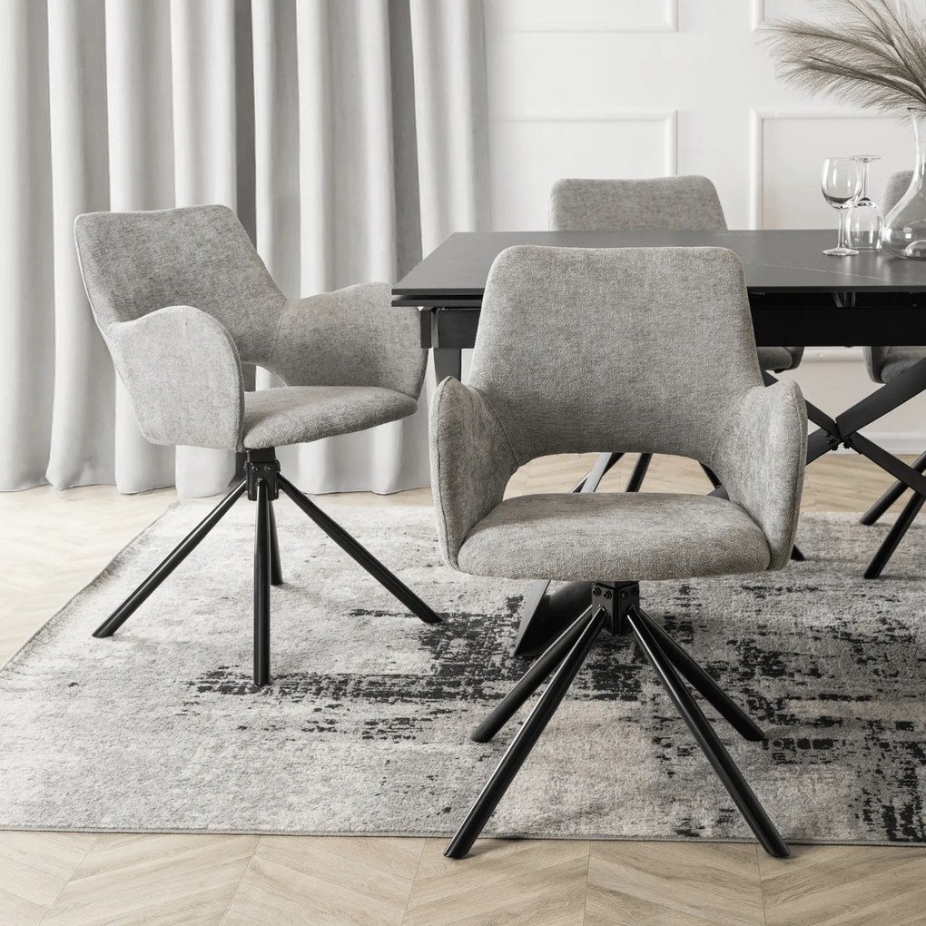 Krzesło Tapicerowane FLAV Szare Nowoczesne