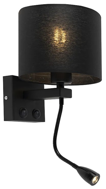 Nowoczesna lampa ścienna czarna z czarnym kloszem - Brescia Nowoczesny Oswietlenie wewnetrzne