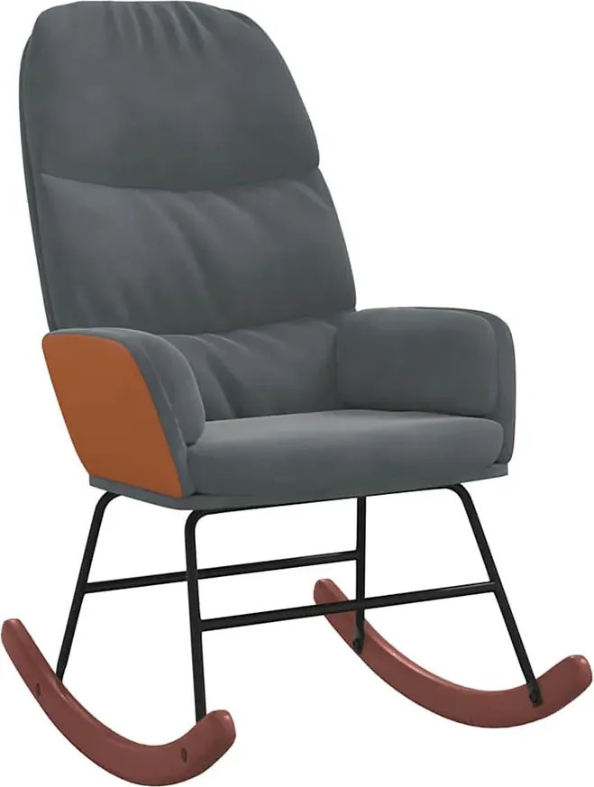Ciemnoszary tapicerowany fotel bujany S5-K50