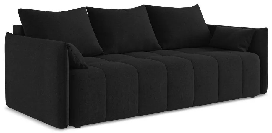 Czarna rozkładana/ze schowkiem sofa 225 cm Moku – Makamii