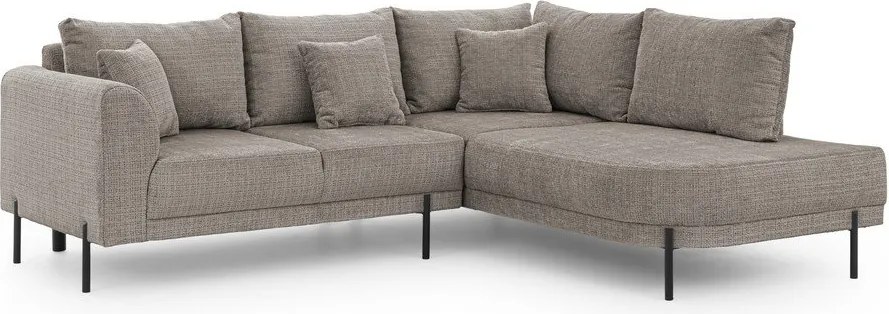 Szarobrązowy narożnik z tkaniny szenilowej (prawostronny/w kształcie litery L) Mauris – Ropez