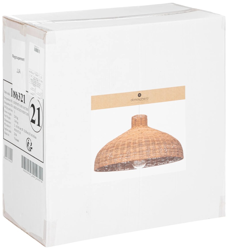 Lampa wisząca ORIGANES z rattanowym kloszem, Ø 58 cm