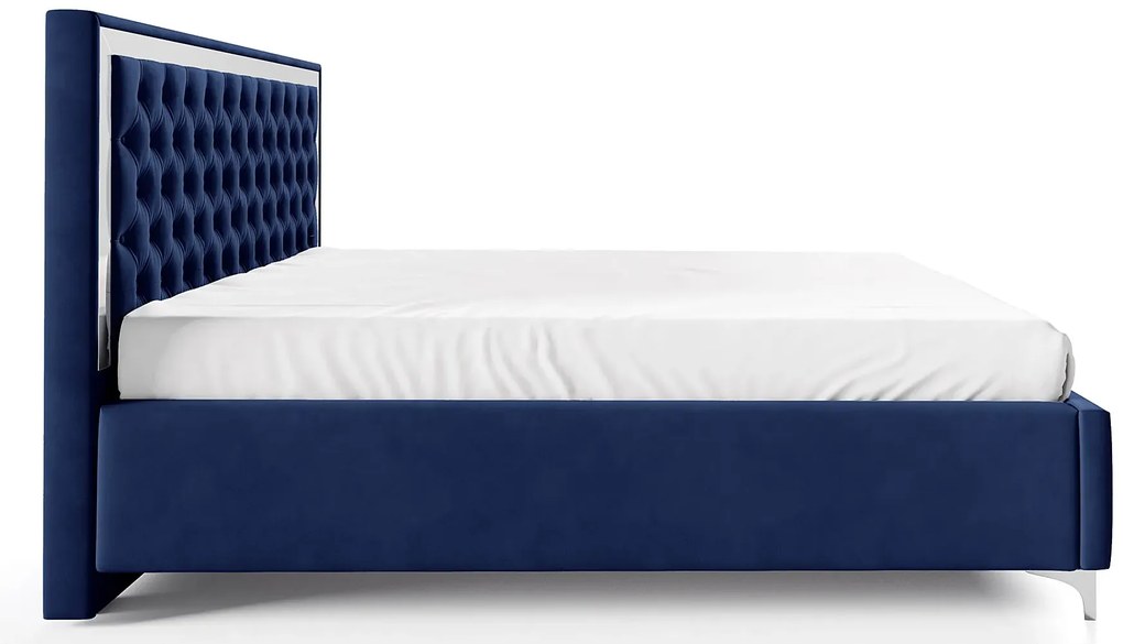 Granatowe pikowane łóżko w stylu glamour L7-R16
