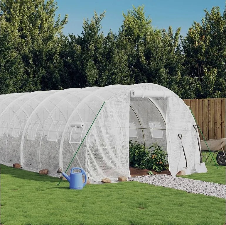 Przestronny szklarnia z białej stali 48 m² 16x3x2 m