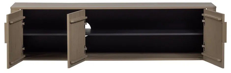 Szarobrązowa szafka pod TV z litego drewna sosnowego 154x56x44 cm Gunnar – WOOOD