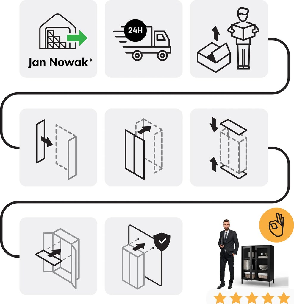 Witryna przeszklona niska czarna: GINA Modern 800 x 1015 x 400 mm