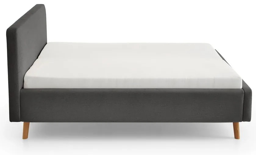 Antracytowe tapicerowane łóżko dwuosobowe bez stelaża 140x200 cm Mattis – Meise Möbel