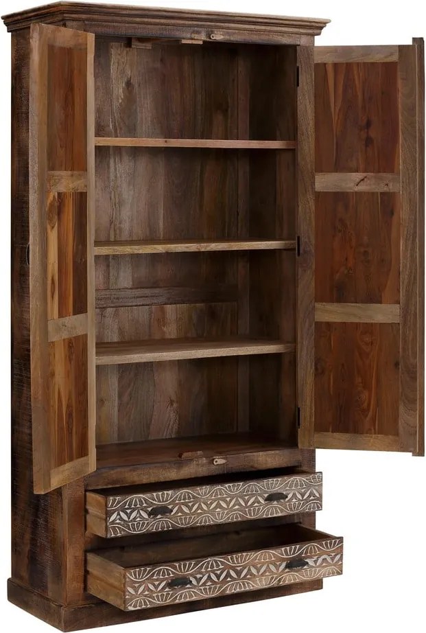 Brązowa szafa z litego drewna mango 190x45 cm Maneesh – Støraa