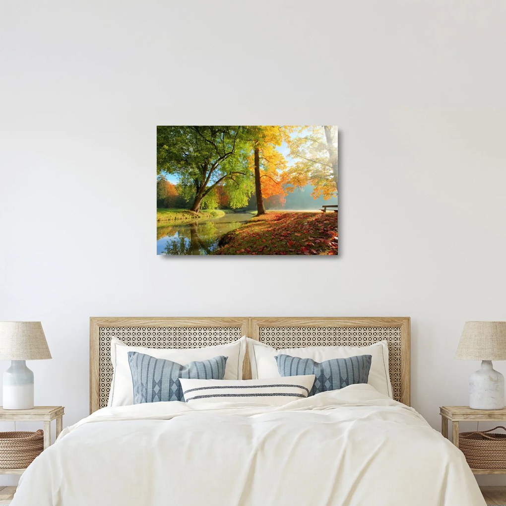 Obraz na szkle - Spokojny jesienny krajobraz (70x50 cm)