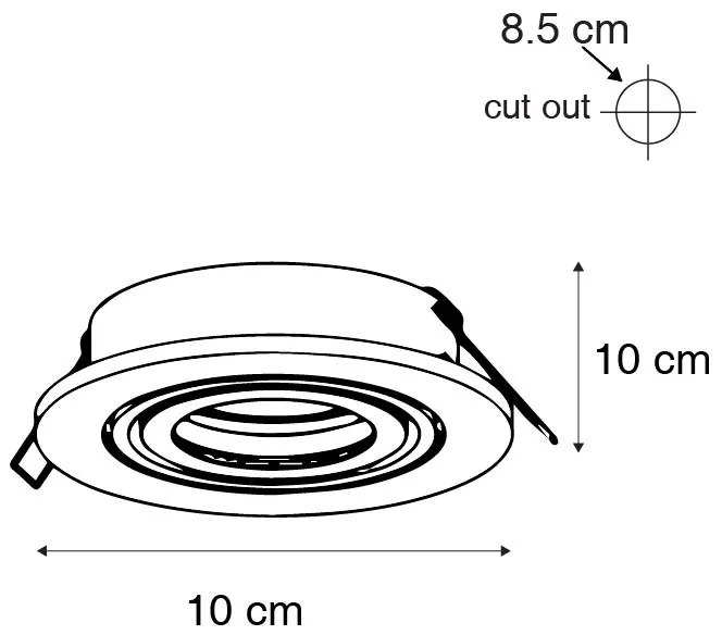 Zestaw 6 nowoczesnych, uchylnych reflektorów wpuszczanych - Club