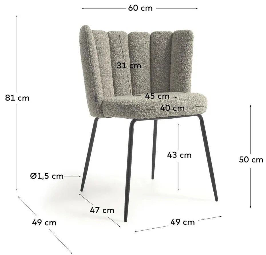 Szare krzesła zestaw 2 szt. Aniela – Kave Home