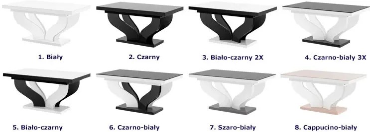 Czarno-biały prostokątny duży stół do jadalni S6-R49