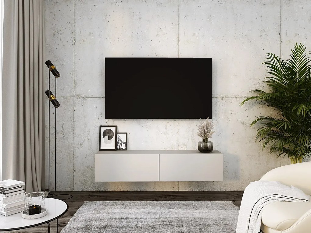 Zawieszana szafka pod telewizor, 140 x 34 x 32 cm, kaszmir