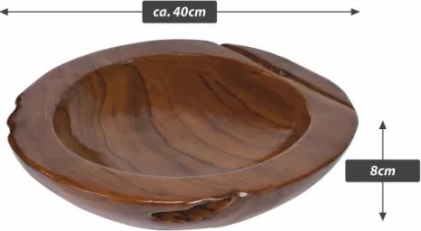 Misa dekoracyjna z drewna tekowego 40 cm ręcznie robiona