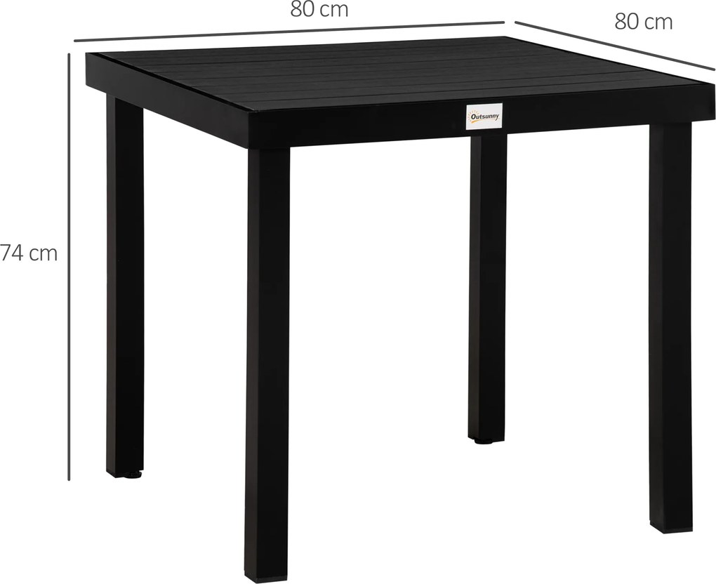 Outsunny Stół Ogrodowy Aluminiowy dla 4 Osób Meble Jadalne Łatwe w Utrzymaniu Czarny 140x90x74cm | Aosom PL